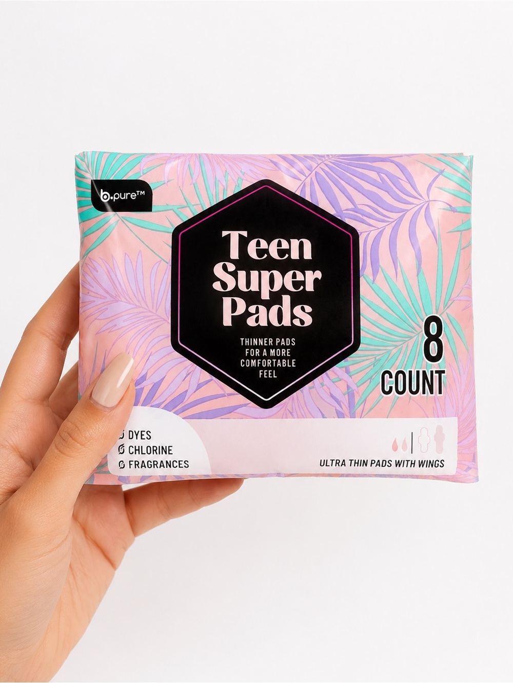 Teen Super Pads Ultra Thin Pads with Wings — Pink & Mint Tropical Pack